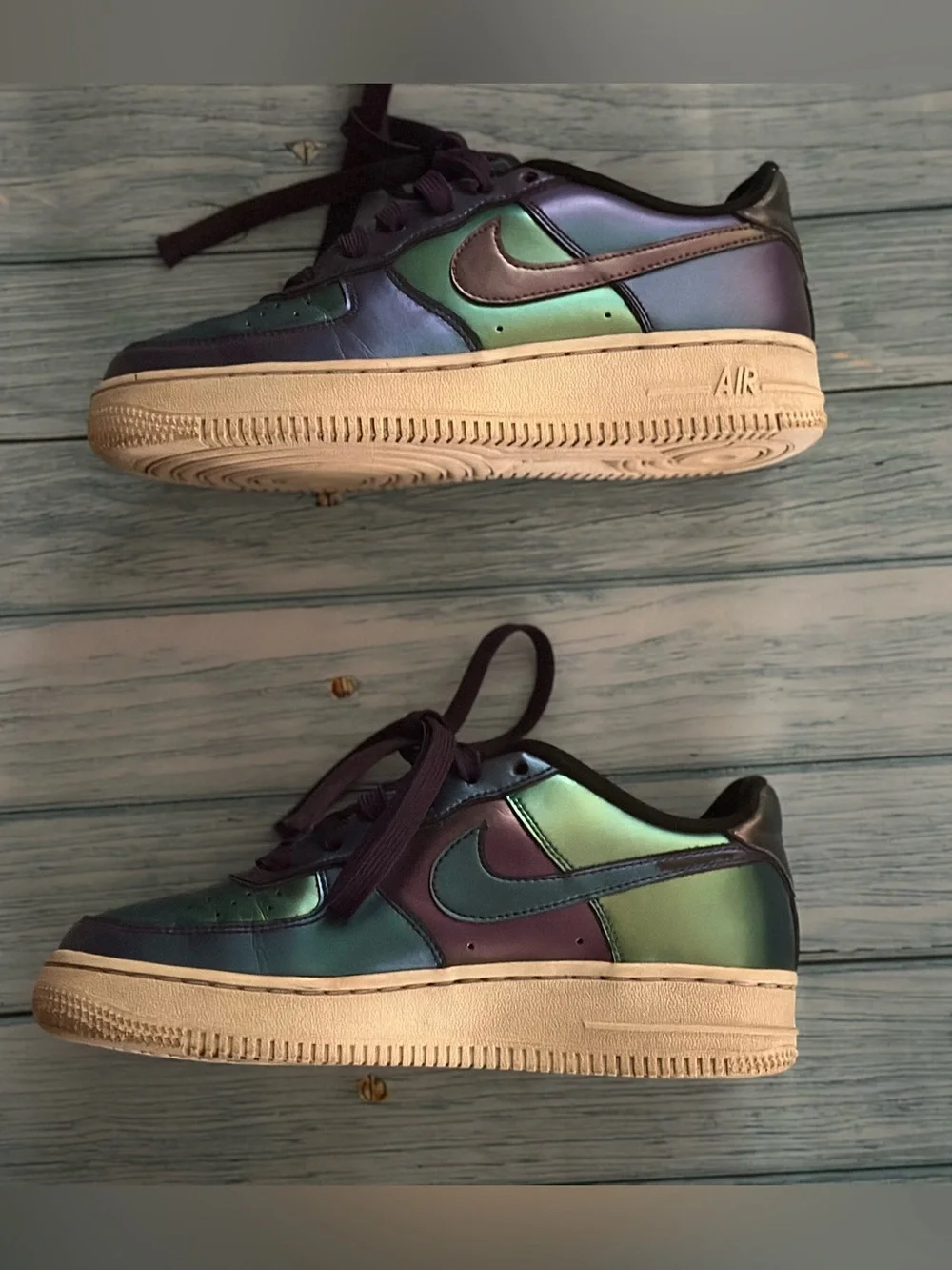 Nike AF1 Low Iridescent Metallic Neptune Green Purple Chameleon Lv8 | Size 4Y